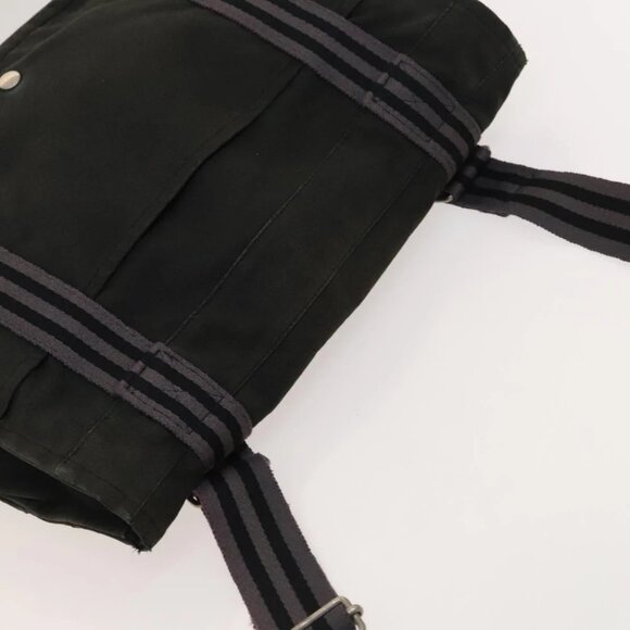 HERMES Fourre Tout Bassas MM Shoulder Bag Canvas Black Auth - Picture 11 of 14